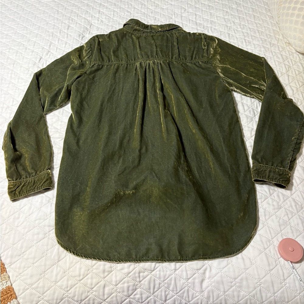 Anthropologie Maeve Karina Crushed Velvet Button Up Shirt - Picture 10 of 10